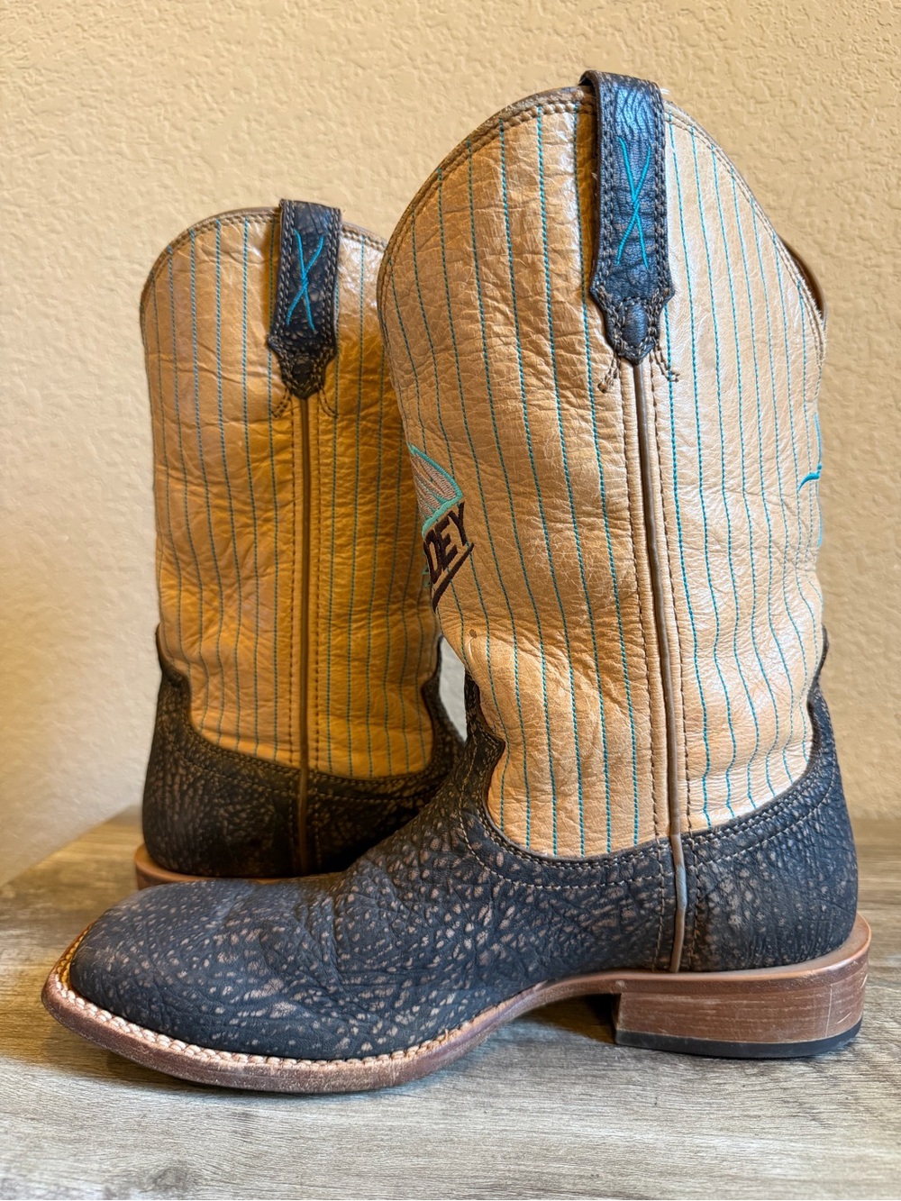 Twisted X Hooey Leather Wide Square Toe Western Cowboy Boots Mens 9 D - Picture 10 of 16